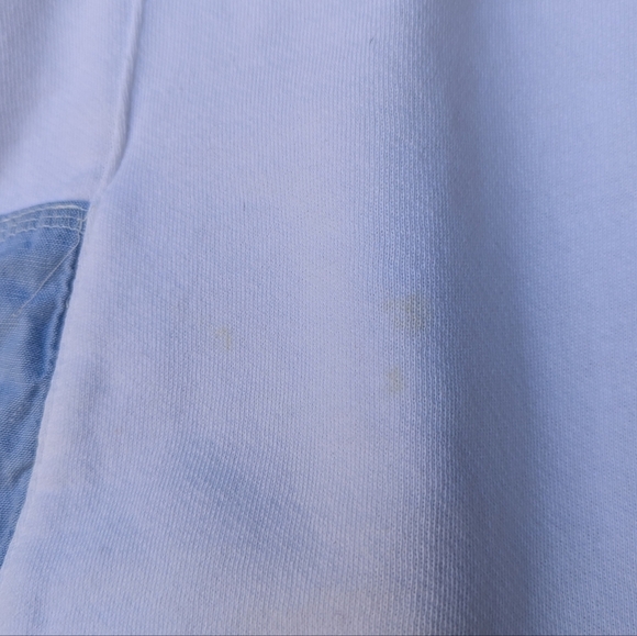 VTG 80s LizWear Oversized Hoodie Sweatshirt White Chambray Blue Medium - Picture 3 of 7